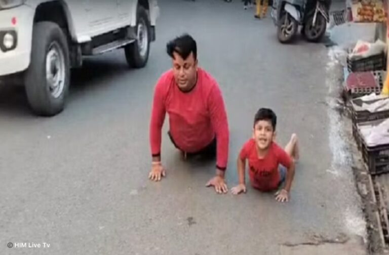 पिता और बेटे ने चिंतपूर्णी मंदिर के लिए अनोखी दंडवत यात्रा पूरी की