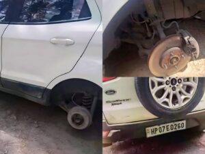 Shimla: शिमला संजौली में कार के टायर चोरी की वारदात, चोरों के हौसले बुलंद