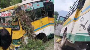बस के अचानक फेल हुए ब्रेक, लेकिन चालक की सूझबूझ ने बचा ली सभी यात्रियों की जान