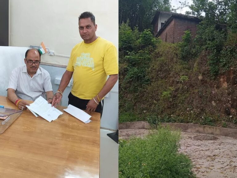 Kangra: शाहपुर की साधु पंचायत में खतरे की जद में आईं दुकानें, सुरक्षा दीवार बनाने की उठी मांग