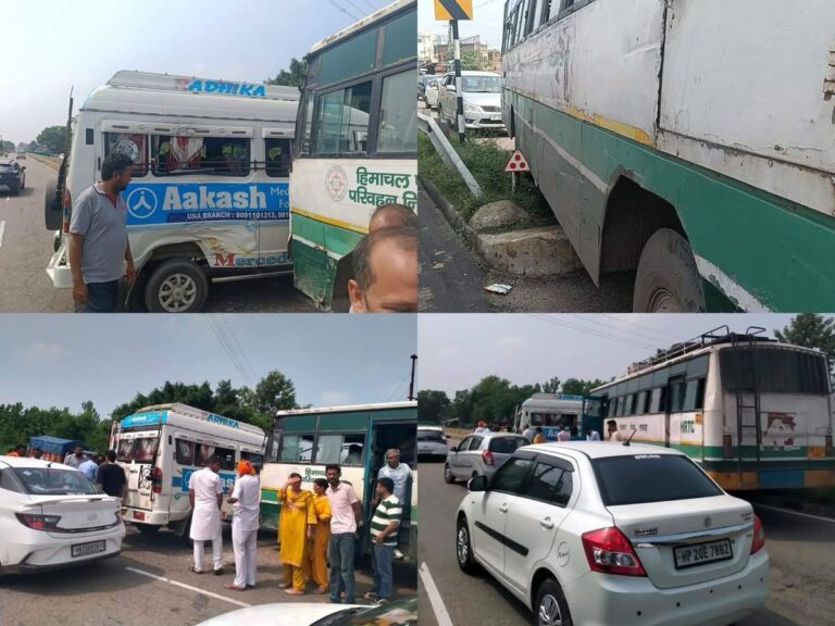 ऊना में बड़ा हादसा टला! HRTC बस और स्कूल टेम्पो ट्रैवलर की टक्कर, छात्रा घायल, डिवाइडर कट पर उठे सवाल