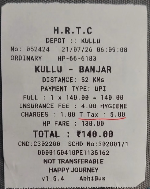 टोल प्लाजा बंद, फिर भी HRTC बसों में वसूला जा रहा ₹5 टोल टैक्स! टिकट से खुला बड़ा मामला